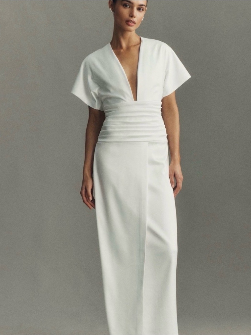 BHLDN Satin Dolman Sleeve Kimono Wedding Dress - Picture 2 of 6